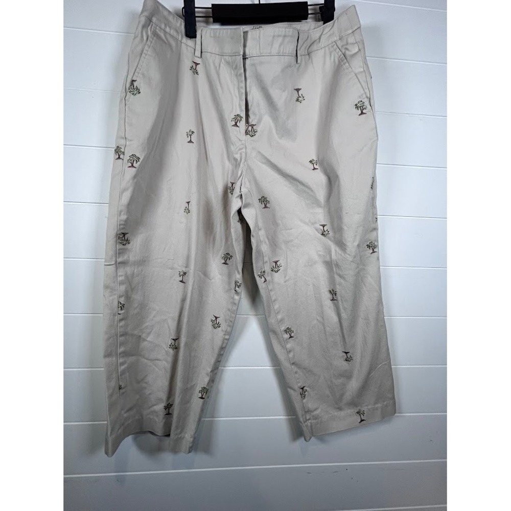 JM Collection Embroidered Palm Tree Capris Crop‎ Pants Women's Size 16